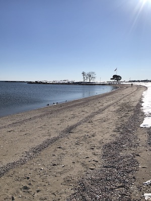 The shore of Savin Rock Beach