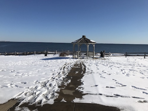 Savin Rock Trail, facing shore and gazebo